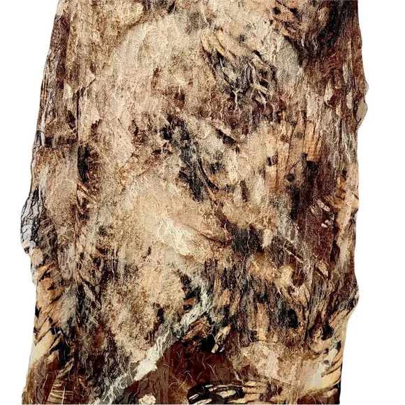 LINDI Women's Regular Crepe Crinkled Satin Midi Dress Size Small Cream Brown - Picture 13 of 13